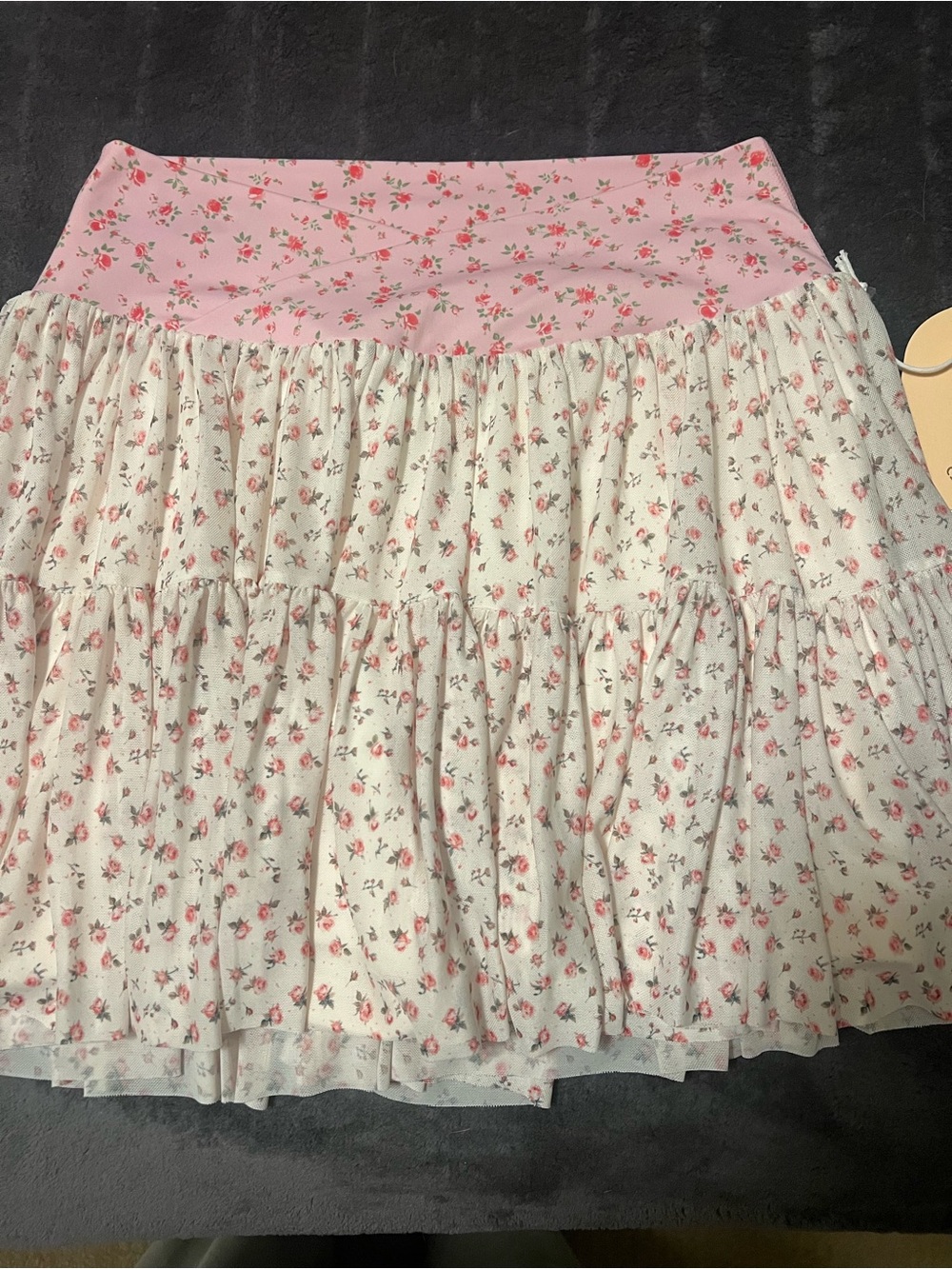 Floral Tiered Mini Skort in Pink and Cream